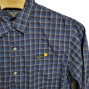 Ralph Lauren Jeans Co. Men's L Blue Plaid Long Sleeve Button Down Pocket
